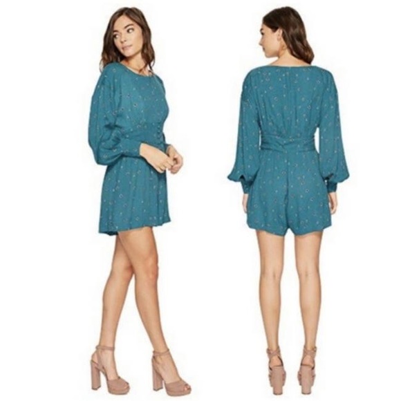 NWT Free People Love Grows Emerald Green Long Sleeve Romper Jumpsuit - Picture 6 of 9